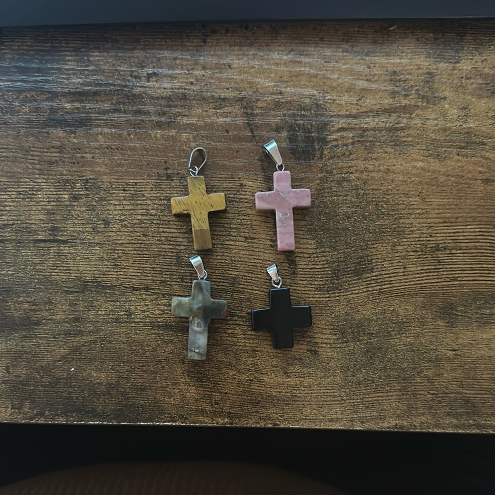 Assorted Cross Pendants - Yellow, Pink, Gray, Black